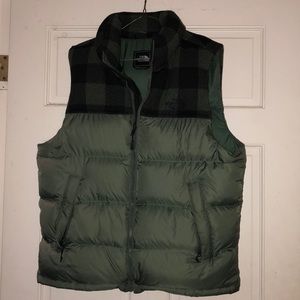 North Face mint green vest with plaid accents